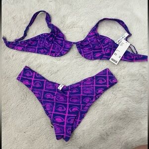Urban Outfitters Purple Lips Bikini Set